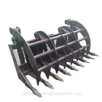 Skid Steer Rake Grapple, Multi-Functional Root & Debris Rake Grapple