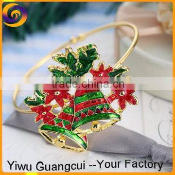 2016 Merry christmas hand ring bell rhinestone bangle                        
                                                Quality Choice