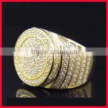 2015 bling micri pave cz big gold ring designs for men