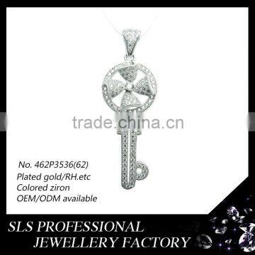 925 silver rhodium plated jewelry key pendant