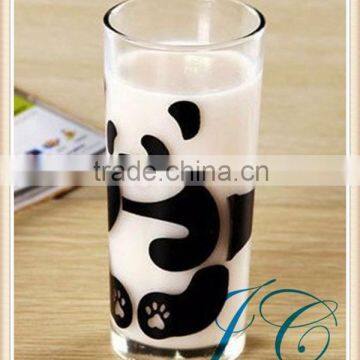 New design glass milk/juice water cup with animal pattern