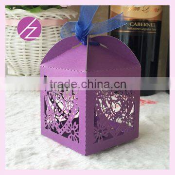 Hot saleOEM favor box wedding candy box wedding invitation gift box Laser Cut heart shape custom size names&date package box