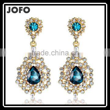 Newest Fashion Lady Green Red Color Crystal Bib Statement Dangle Earrings