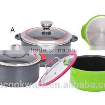 2015 4.0mm Aluminum Cookware Set With Silicon Handle