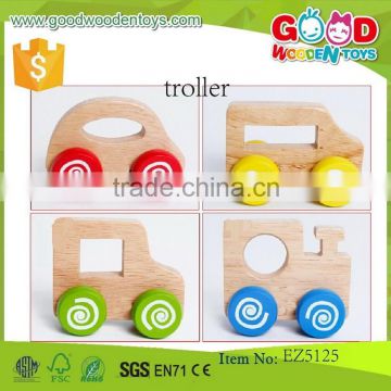 hot selling natural wood mini car toy OEM educational troller toys wooden toy car for sale EZ5125