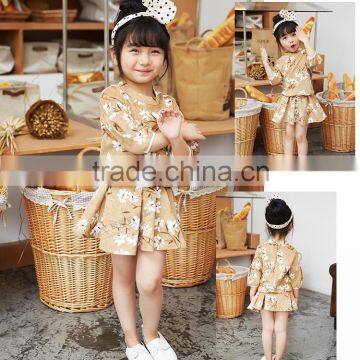 summer children girl suit dress three quarter sleeves baby girl dress OEM service