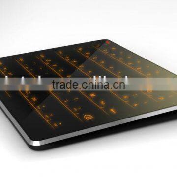 full black colour polish glass material wireless 2.4g full touch keyboard