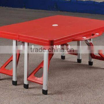 PS Plastic folding table with four seats, picnic table, outdoor plastic table