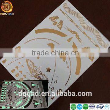 gold silver metallic temporary glow in the dark tattoo