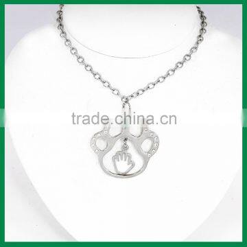 Hollow Paw Pendant With Movable Palm Charm Necklace photo-2