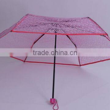 Customized Manual Open Poe Fabric 3 Folding Clear Umbrella photo-2