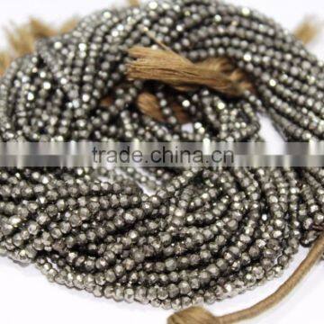 NATURAL PYRITE ROUNDEL FACETED 13" LONG LOOSE BEADS STRAND LINE