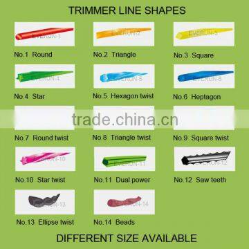 Various shape all size nylon grass trimmer line