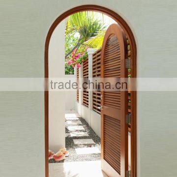 Tropical arch top solid wooden louver door for patio garden or interior room