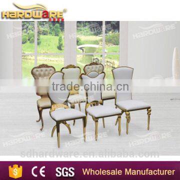 Golden stainless steel frame white leather wholesale wedding and event hall chairs