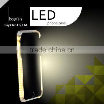 Private label oem selfie fill in light led phone case with 8 pin ios lighting charging