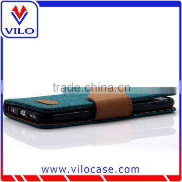 Color Combo Buckle Jean Materail Leather Case Cover for Iphone 6 photo-3