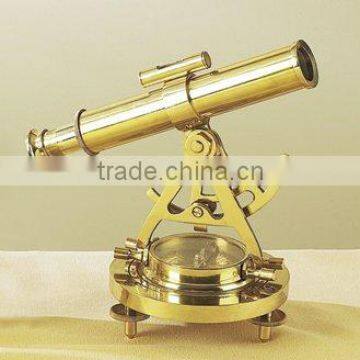 Antique Replica Tabletop Brass Telescope & Compass