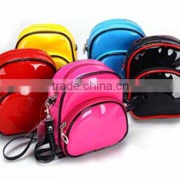 Multifunction candy color PU backpack shape cosmetic bag wtih shoulder strap