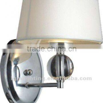 Hotel linen lampshade wall sconce with iron and crystal W6004-2