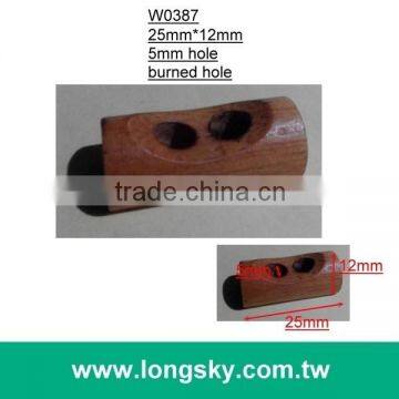 (#W0387) burned finish natural wooden toggle for fabric book cover