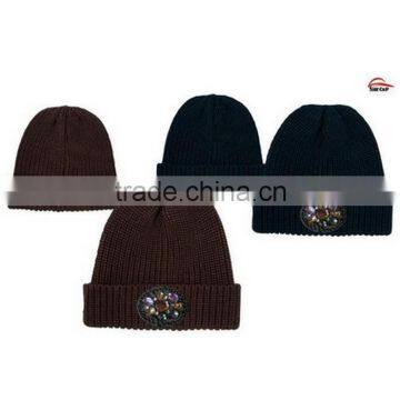 2015 CUSTOM BADGE LOGO KNIT FABRIC WINTER HAT CHINA