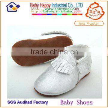 genuine leather moccasin baby fancy silver shoes