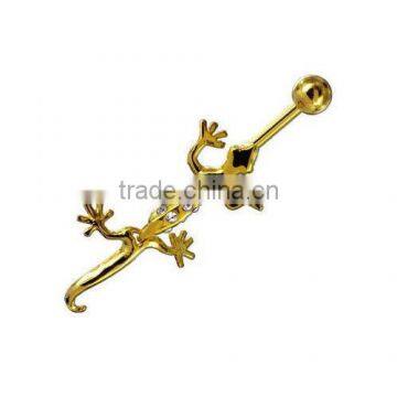 Gold Plated Lizard Navel Belly Ring