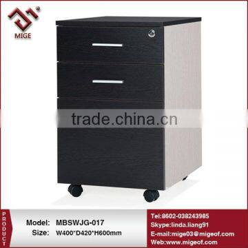 3 drawer melamine panel under desk file cabinet