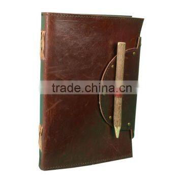 Leather Journal With Wood Pencil Diary Notebook Handmade Leather and Paper