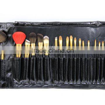 professional 22 pcs brushes for makeup - quality black leather bag