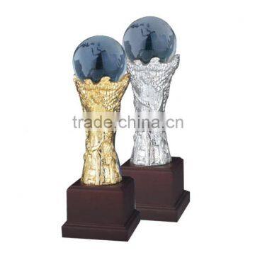 Personality Metal Plated Globe Resin Sports Trophy