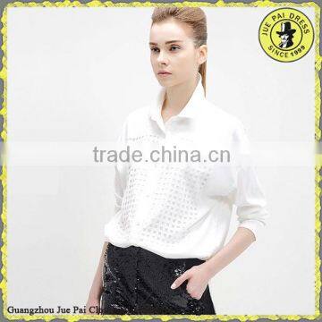 Russia Latest Shirt Designs For women/White Cotton Lapel Dress Formal Shirt Women