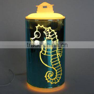 Fancy sea horse usb glass candle light aroma diffuser with clock