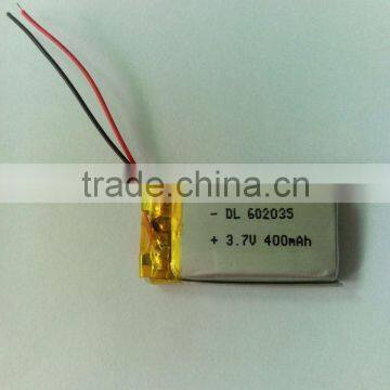 602035 3.7v 400mah Rechargeable Lithium Polymer Battery