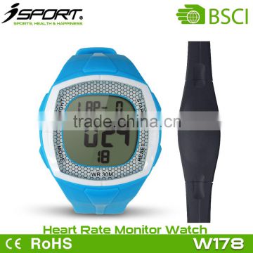 Waterproof 5.3K heart rate watch with chest belt compatible with most 5.3K fitness equipment