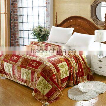 wholesale classic design 100%polyester raschel blanket