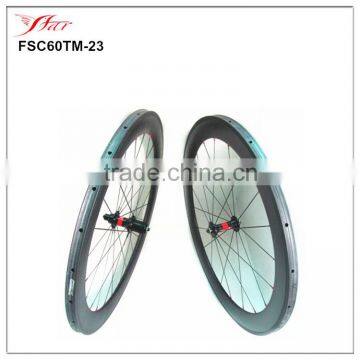 60mm tubular wheelsets for bicycle 23mm wide aero spokes chinese competitive carbon wheels 20H24H