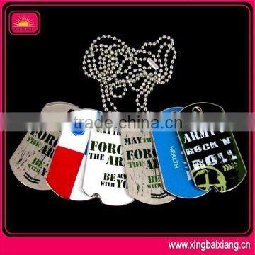 metal zinc alloy printed logo military dog tags with ball chain