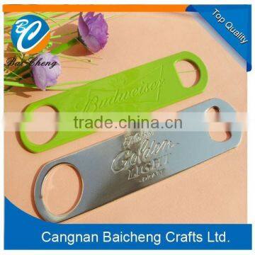 cool design colorful engraved logo design iron beer bottle opener for wedding and party of cheap price and nice quality