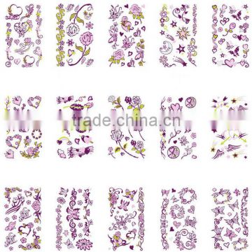 new popular fashion lady lovely waterproof shimmering powder temporary tattoo sticker