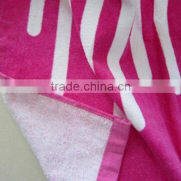 100% Cotton Rosy Pink Color Airplane Sleeping Towel Velour Printed Pool Towel Cover photo-4