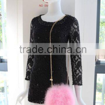 Pink Turkey Feather Girl Cute Bag for Fashion Lovely Women Hand Bag