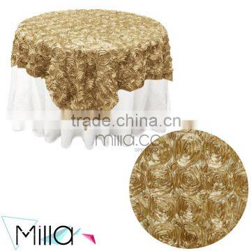 Wedding rosette satin table cloth table overlay                        
                                                Quality Choice