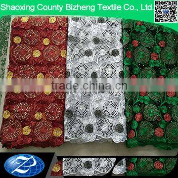 New fashion design african elegant lace beaded nigerian tulle fabric for dress with circles