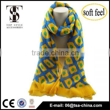 two print bright colour checks knitted design blend soft scarf