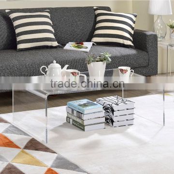 Waterfall edges elegant clear acrylic coffee table