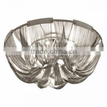 0816-22 interlacing metal chain over a nickel-plated frame Ceiling Light creates a dramatic and romantic effect