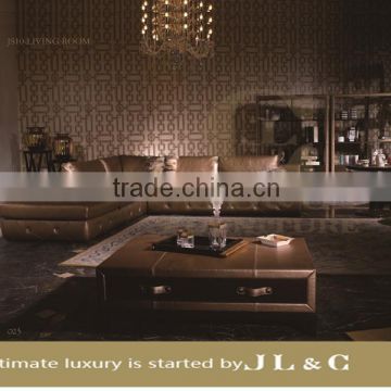 JS10 Living Room Furniture Top Layer Leather Sofa Full Grain Leather Sofa JL&C Luxury Home Furniture New Sofa Designs