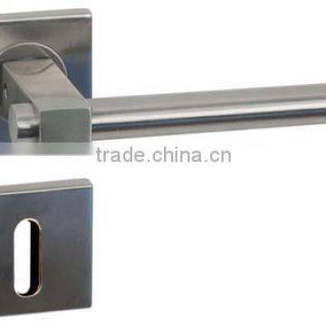 Modern stainless steel interior door handle with escutcheon